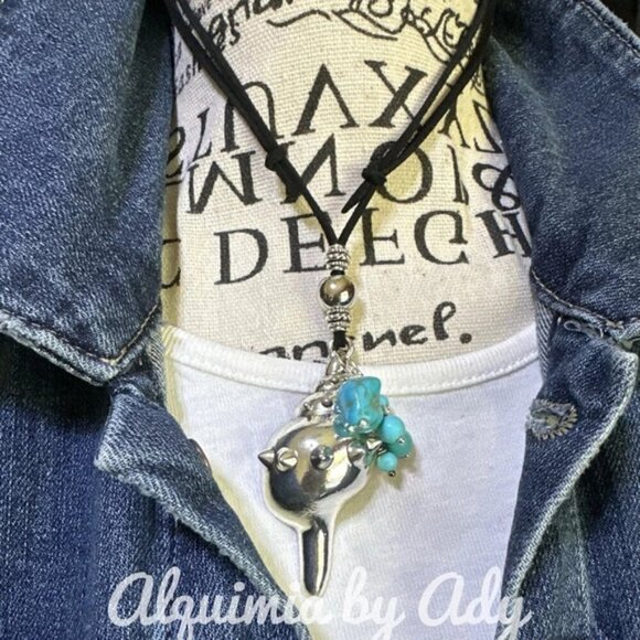 Sonoran Turquoise long nuggets statement necklace - Picture 9 of 9